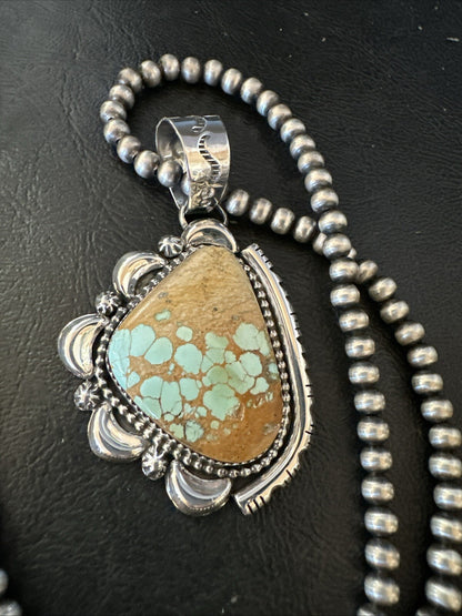 WoMens Royston Turquoise Pendant Navajo Pearls Sterling Silver Necklace 18749