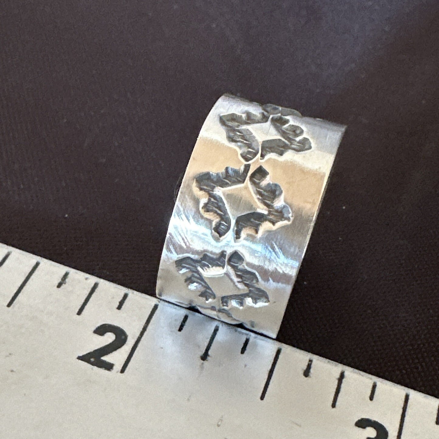 Mens Women Wedding Wide Band Navajo Stamped Sterling Silver Ring Size 9.5 17994