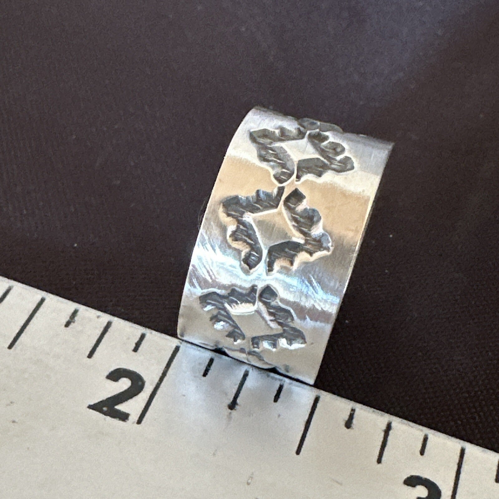 Mens Women Wedding Wide Band Navajo Stamped Sterling Silver Ring Size 9.5 17994