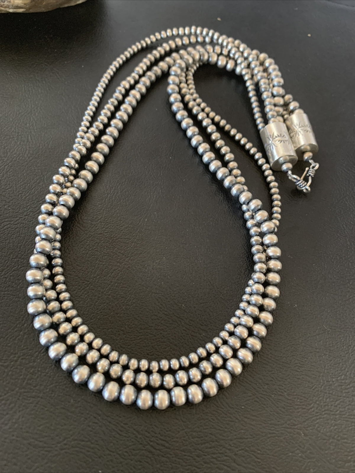 Native American Sterling Silver Navajo Pearls 3 Strands 24" Necklace 95724