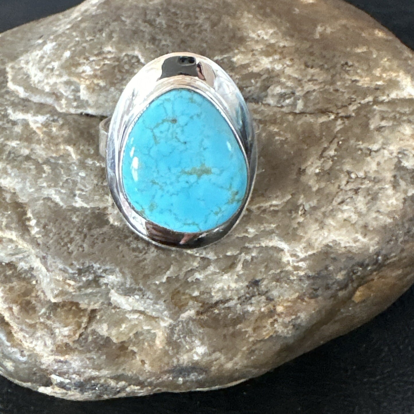 Blue Turquoise Spiny Oyster Southwestern Sterling Silver Ring Size 10 18532