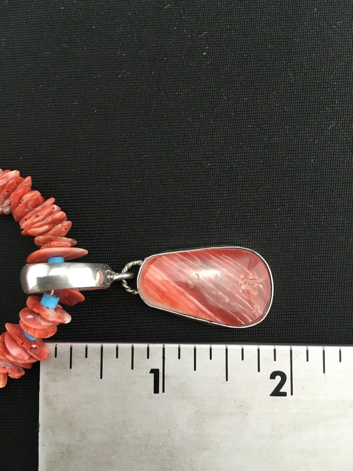 Spiny Oyster Pendant Turquoise Navajo Sterling Silver Beads Necklace 04890