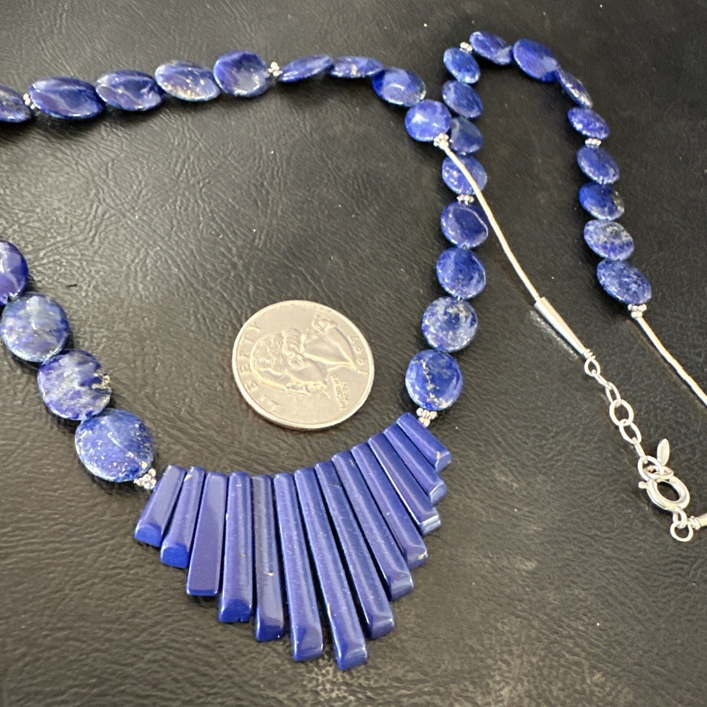 Mens Womens Lapis Lazuli Navajo Sterling Silver 23” Necklace 17748
