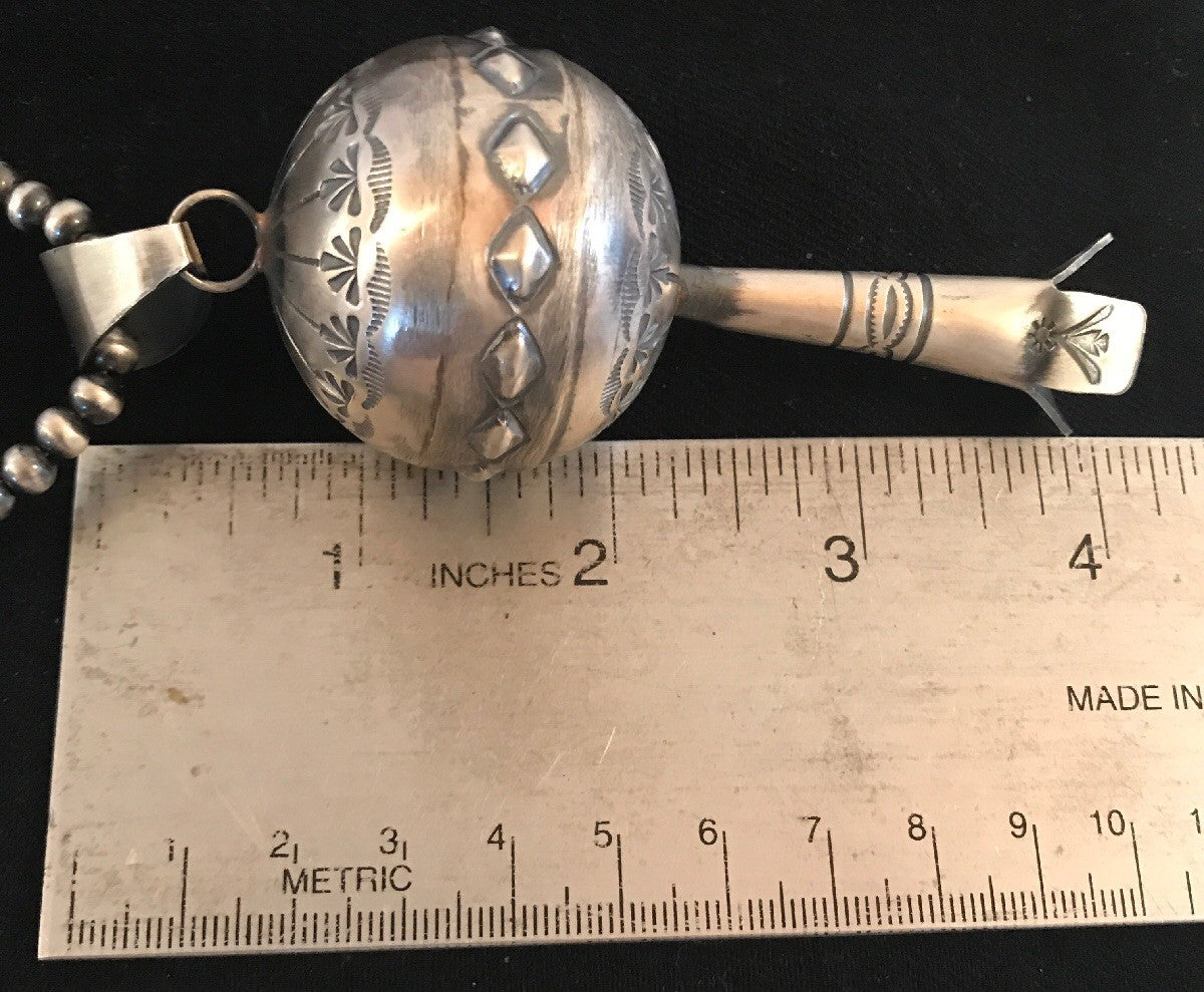 Navajo YAZZIE Sterling Silver LG Naja Necklace Pendant 4" 08394
