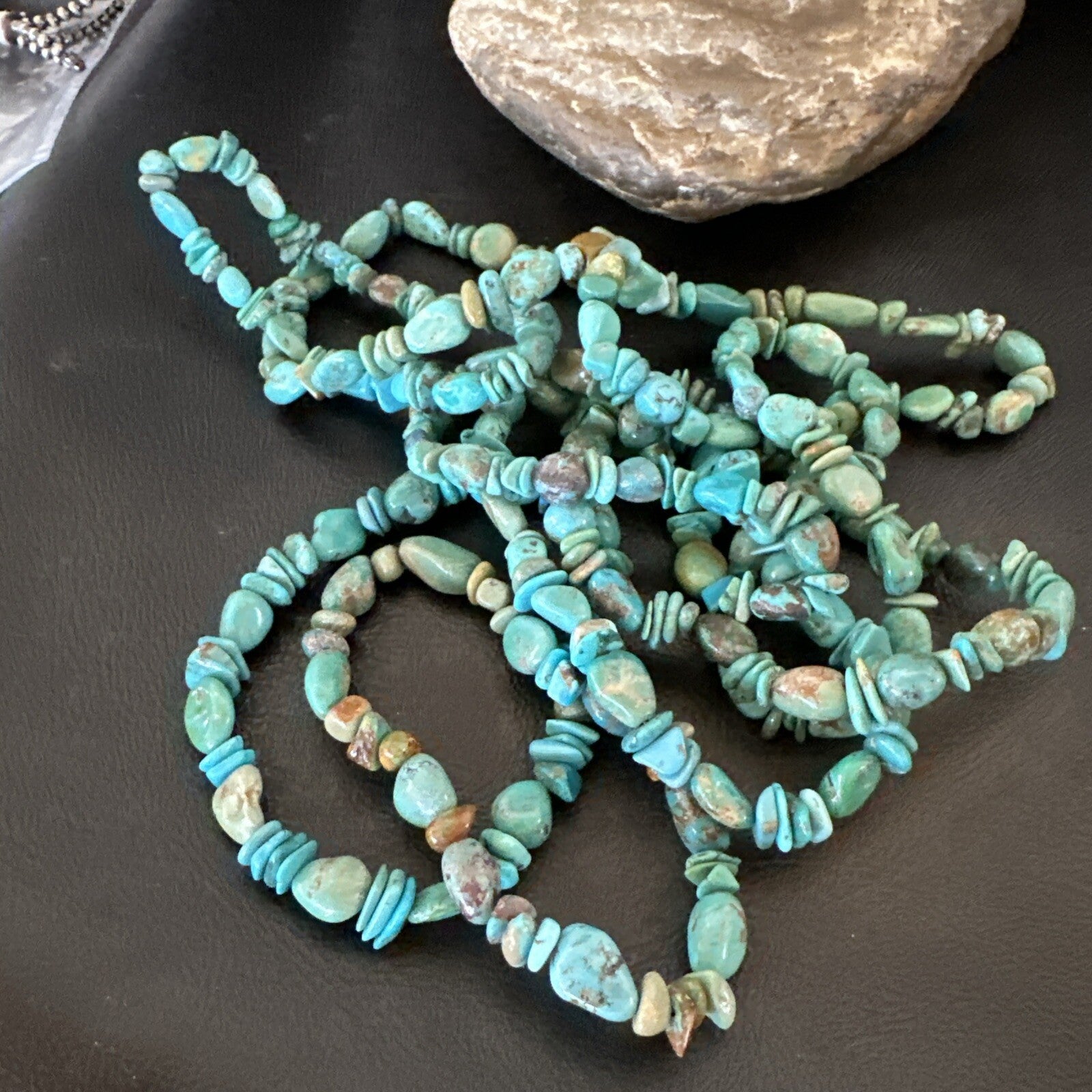 Mens Womens Blue Green Turquoise Stretch Stone Friendship Bracelet 7" 18858