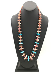Spiny Oyster Turquoise Navajo Necklace | Sterling Silver | Authentic Native American Handmade | 02910