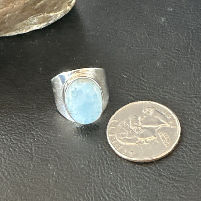 Womens Blue Larimar Navajo Sterling Silver Ring Size 8 17670