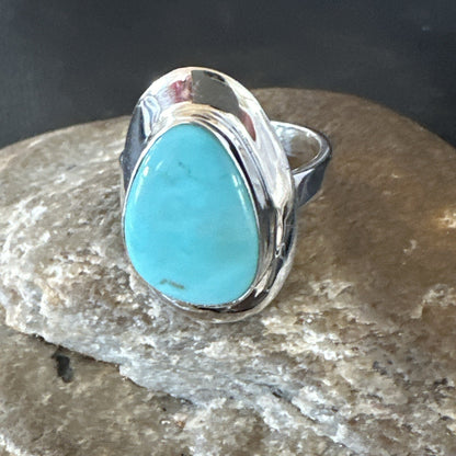 WoMens Sterling Silver Robin Egg Blue Kingman Turquoise Ring Size 8.5 17729