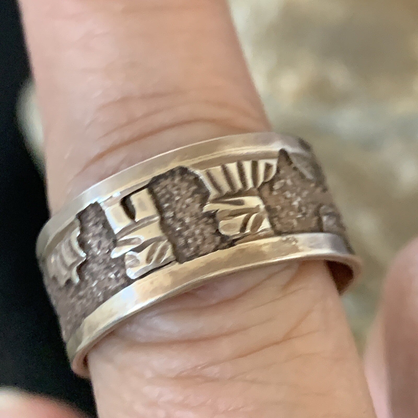 Native American Navajo Stamped Sterling Silver Pueblo Ring Size 10 14750
