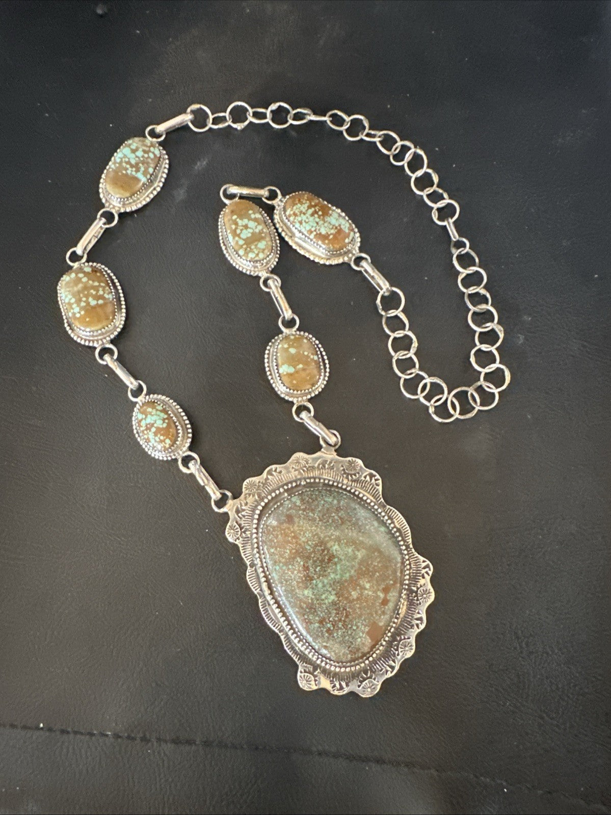 Mens Women Blue Turquoise #8 Navajo 25" Sterling Silver Lariat Necklace 19068