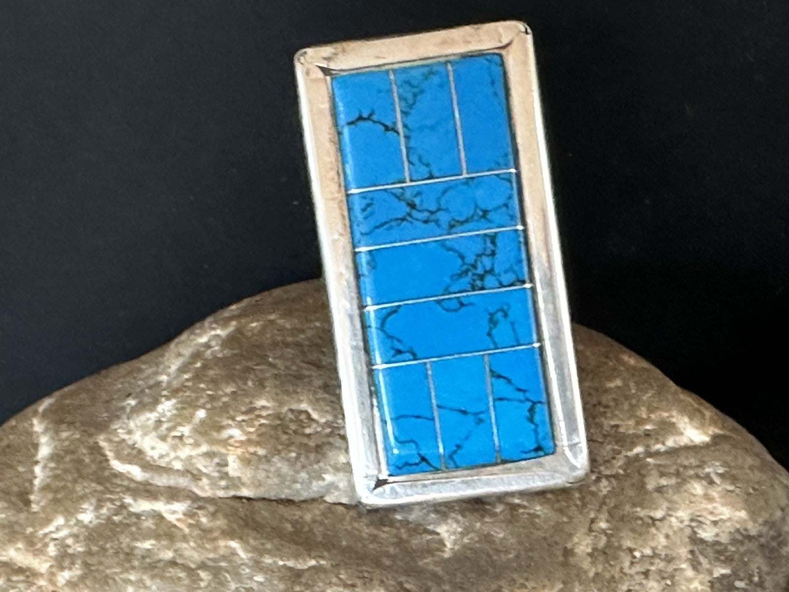 Harold Joe Mens Native American Navajo Blue Turquoise Inlay Ring Sz 11 19395