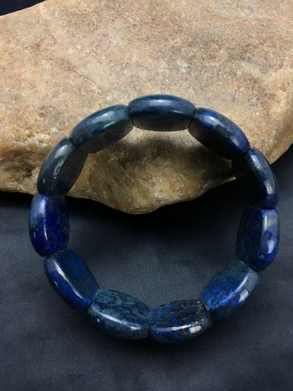 Blue Lapis Bead Stretch Bracelet 7.25" 03015