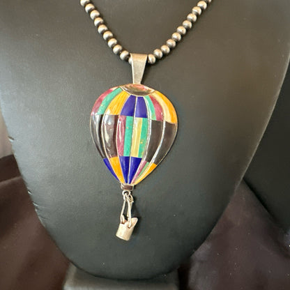 Balloon Multicolor Spiny Turquoise Pendant Navajo Sterling Silver Necklace 18757