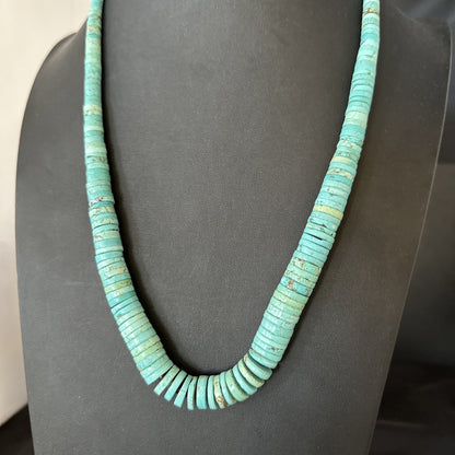 Santo Domingo Stabilized Blue Turquoise Necklace 26” 19599