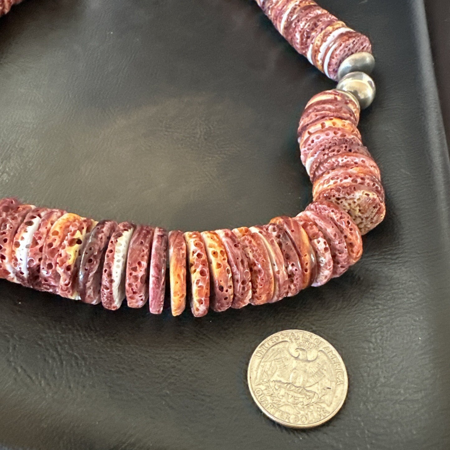 Purple Spiny Oyster Navajo Sterling Silver Necklace 23" 18358