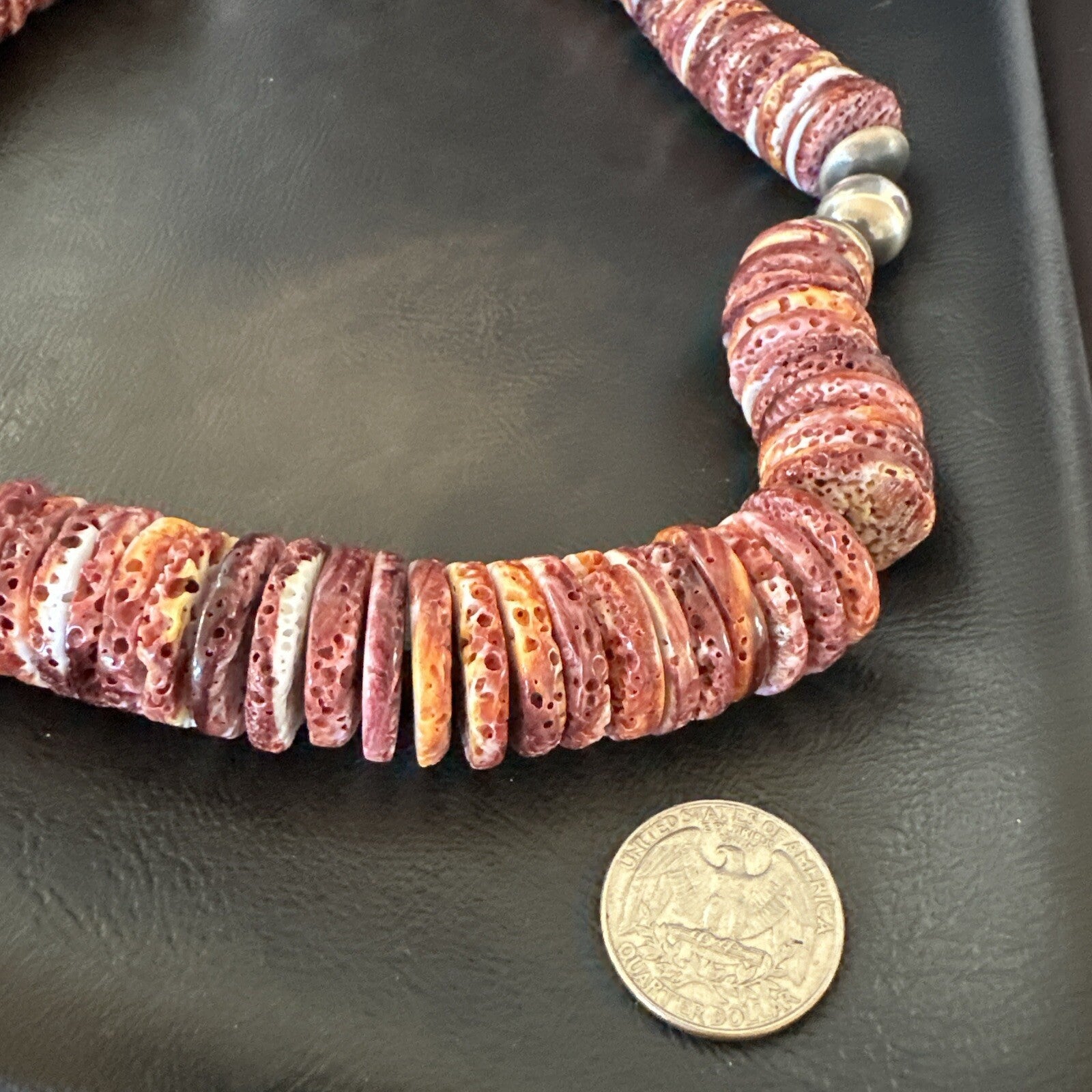 Purple Spiny Oyster Navajo Sterling Silver Necklace 23" 18358