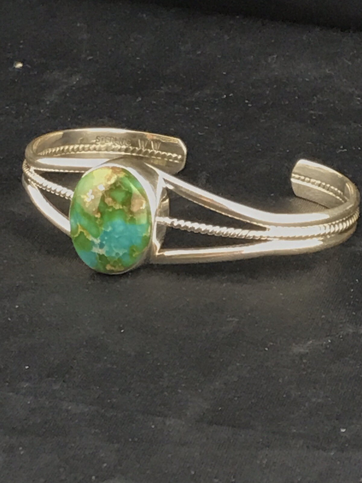 Native American Indian Turquoise Navajo Sterling Silver Bracelet 4549