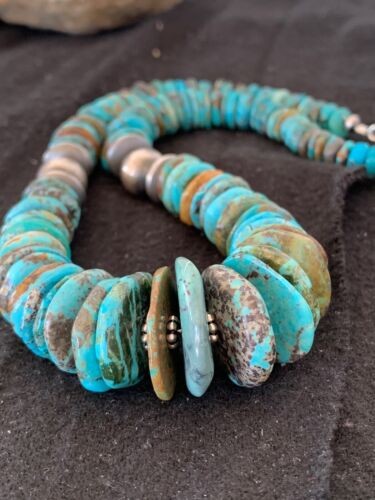 Navajo Graduated Turquoise Necklace Sterling Silver 18" 4242