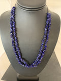 Blue Lapis Bead Liquid Heishi 2 Strands Tubes Necklace | Sterling Silver | Authentic Native American Handmade | 00853