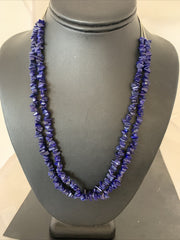 Blue Lapis Bead Liquid Heishi 2 Strands Tubes Necklace | Sterling Silver | Authentic Native American Handmade | 00853