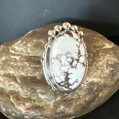 Men’s Womens Wild Horse Turquoise Navajo Sterling Silver Ring Size 7 18011