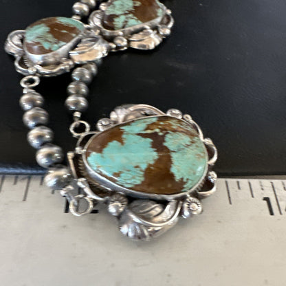 Blue Turquoise#8 Pendant Navajo Sterling Silver Necklace 16833