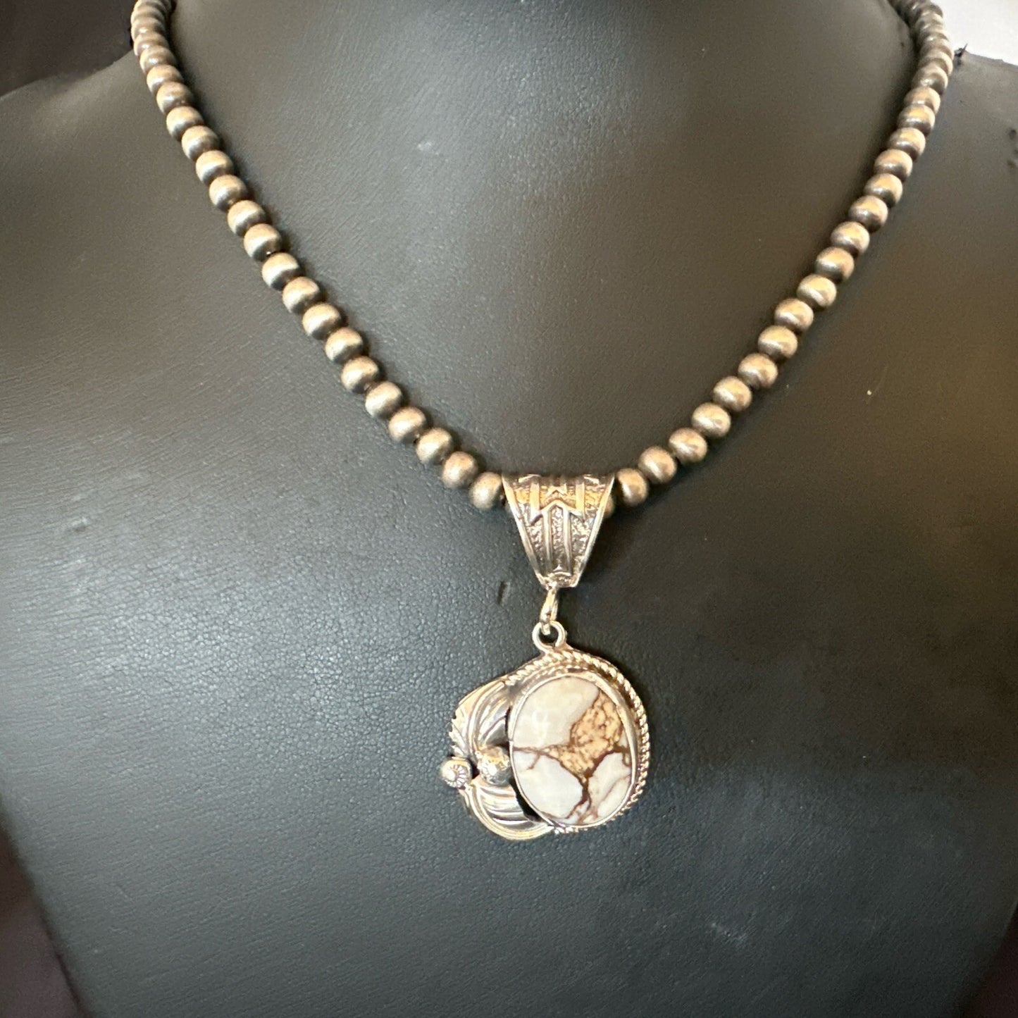 Mens Womens Wild Horse Turquoise Pendant Navajo Sterling Silver Necklace 17808N
