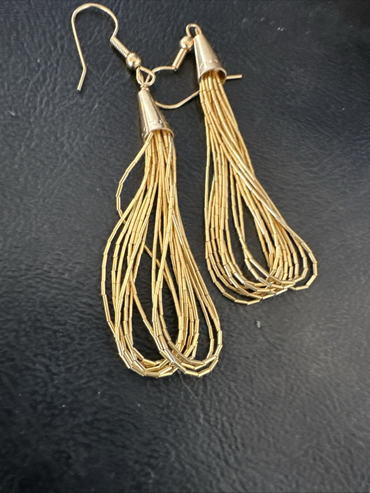Liquid 10 Strand Sterling Silver Gold filled Heishi Dangle 2.5” Earrings 18644