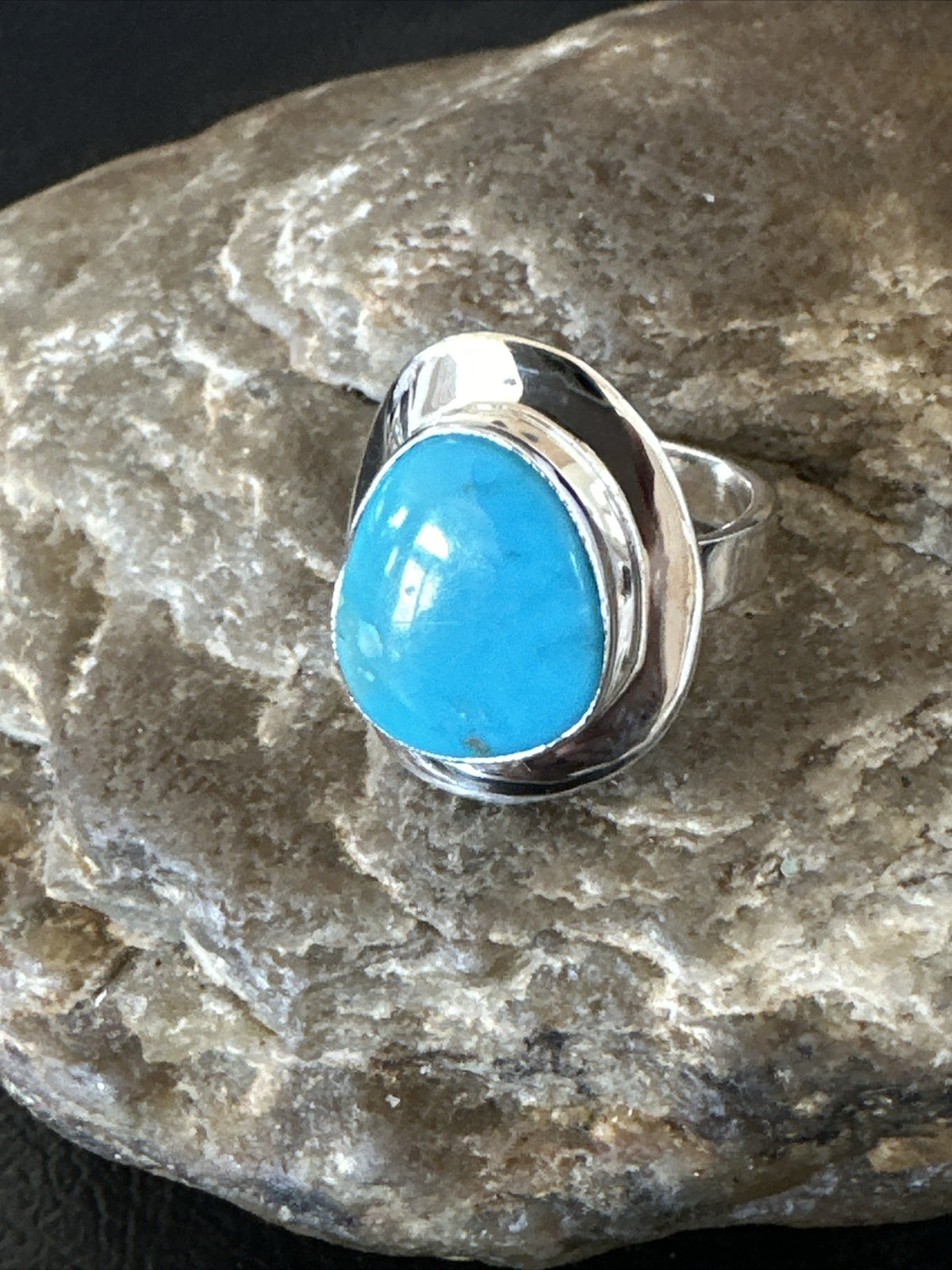 WoMens Sterling Silver Blue Kingman Turquoise Ring Size 7 17682