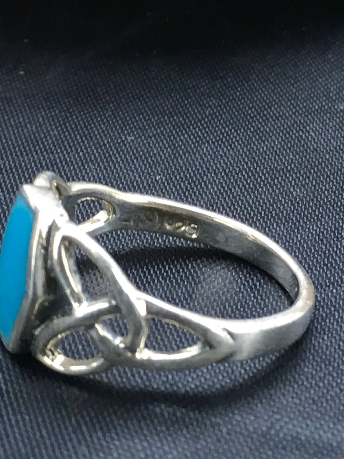 Blue Turquoise Navajo Sterling Silver Native American Ring Size 6.75 02951