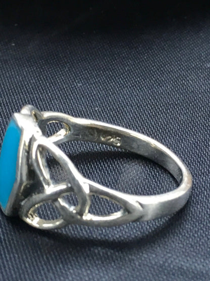 Blue Turquoise Navajo Sterling Silver Native American Ring Size 6.75 02951