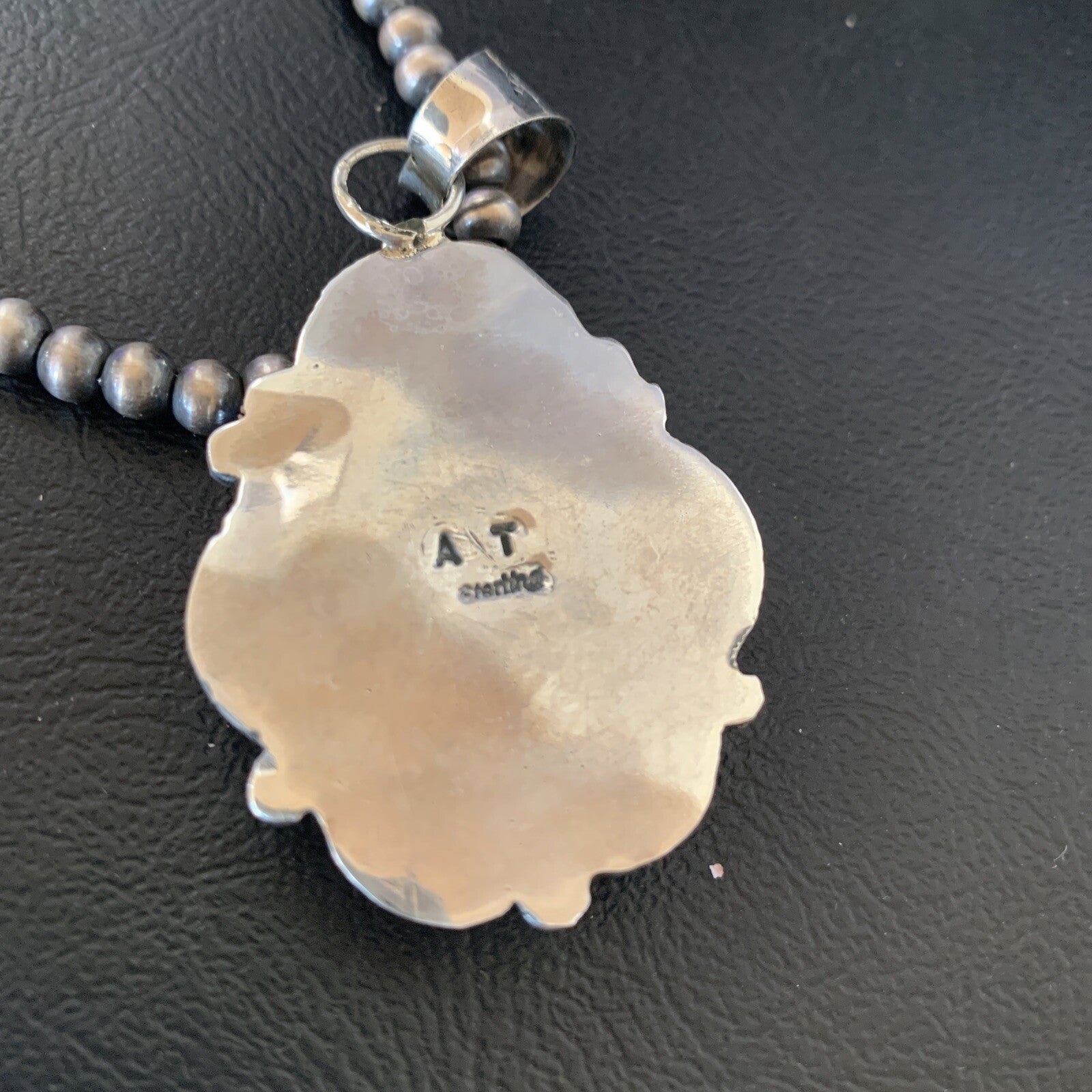 Men White Buffalo Turquoise Pendant Sterling Silver Beads Necklace 12670N