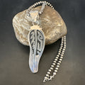Men's Feather Navajo Necklace Pendant | Sterling Silver | Authentic Native American Handmade | 18578
