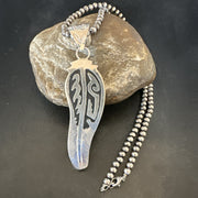 Men's Feather Navajo Necklace Pendant | Sterling Silver | Authentic Native American Handmade | 18578