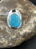 Women's Blue Kingman Turquoise Ring Size 7 | Sterling Silver | Authentic Native American Handmade | 17680