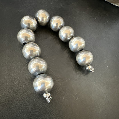 18mm Round Beads 7.5” Sterling Silver Beads Bracelet 91807