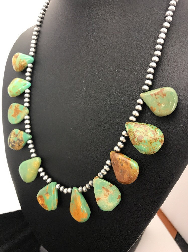 Native American Navajo Pearls St Silver Royston Turquoise Necklace 10072