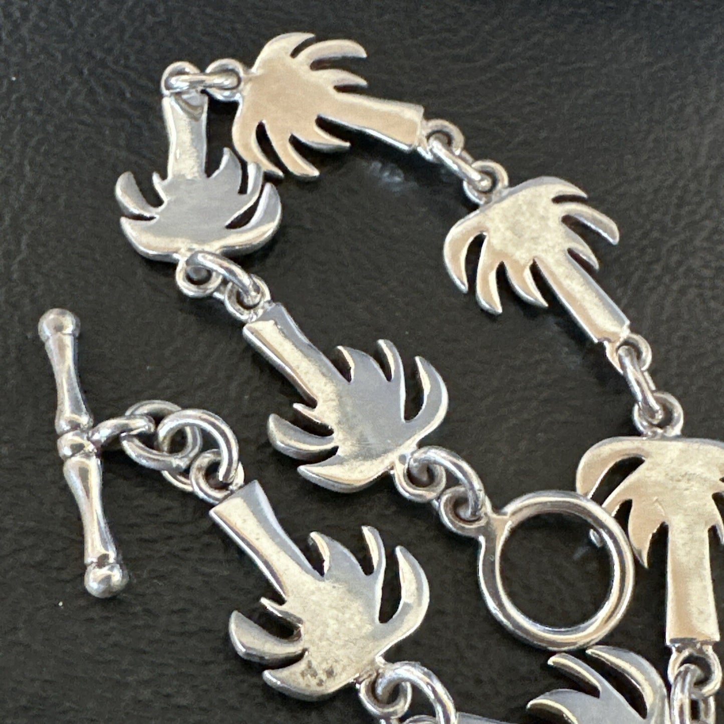 Palm Tree Old Pawn Sterling Silver Link Bracelet 7” 18130