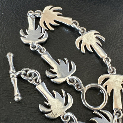 Palm Tree Old Pawn Sterling Silver Link Bracelet 7” 18130