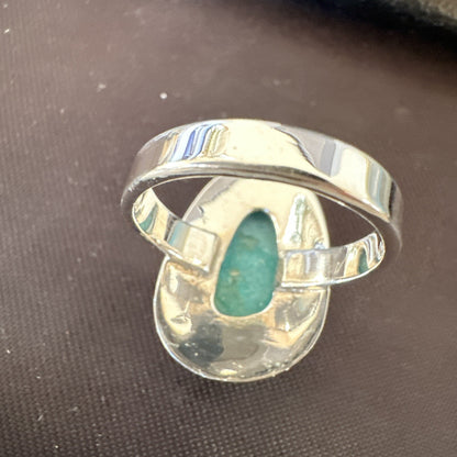 Southwestern Sterling Silver Blue Kingman Turquoise Ring Size 9 18526