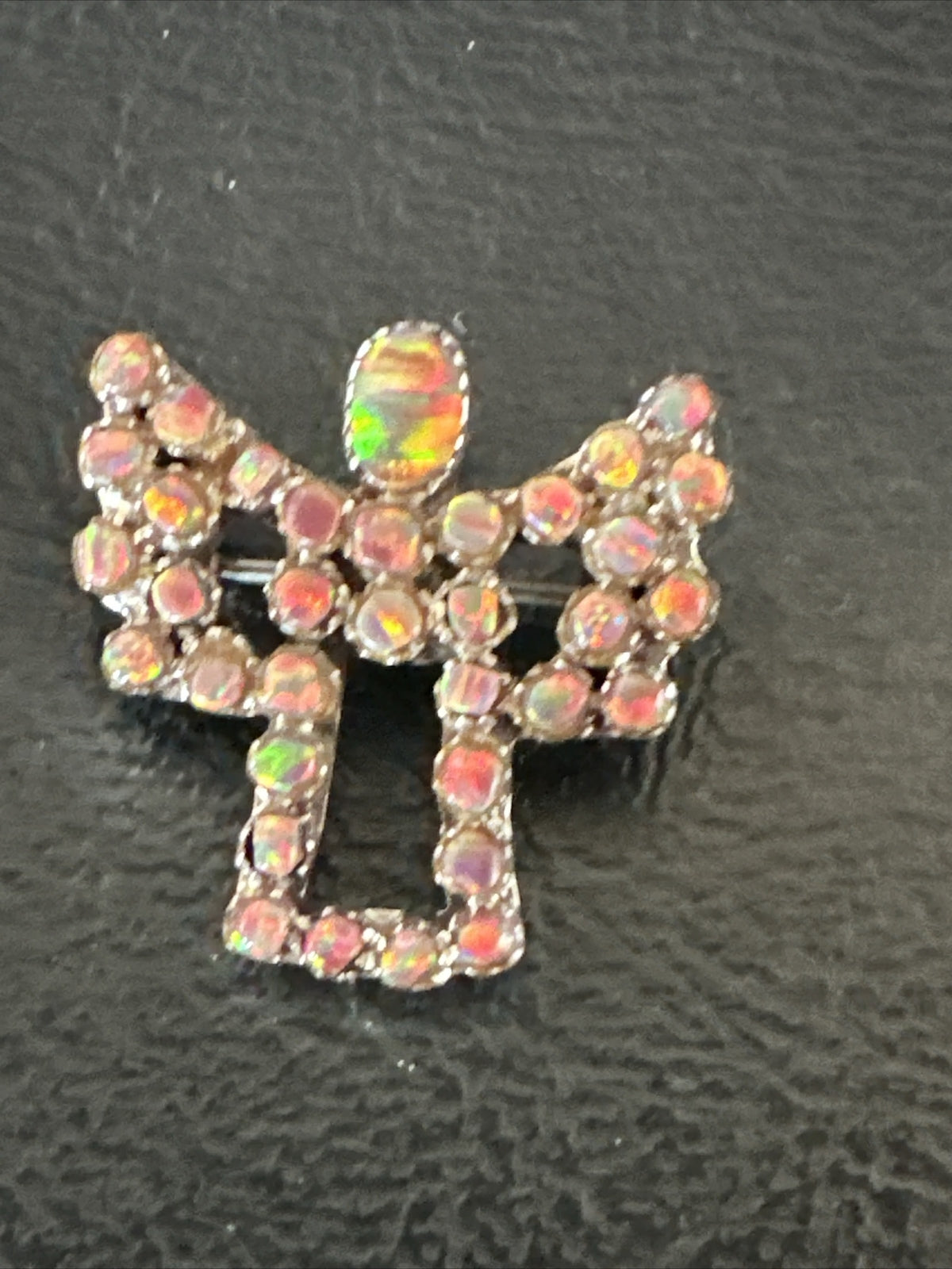 Womens Red Opal Navajo Sterling Silver Butterfly Angel Pin Pendant 18157