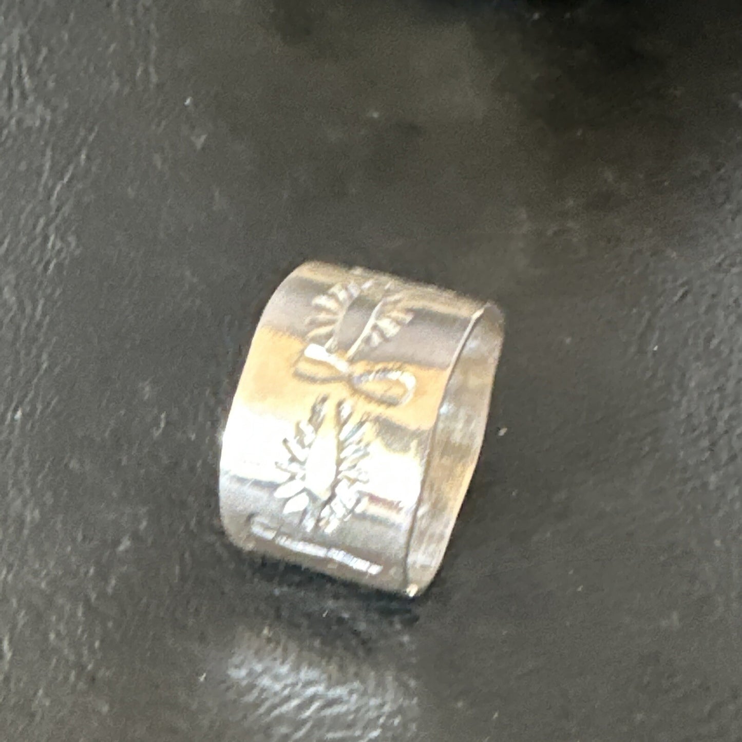 Mens Wide Band Navajo Stamped Sterling Silver Ring Size 9 17162