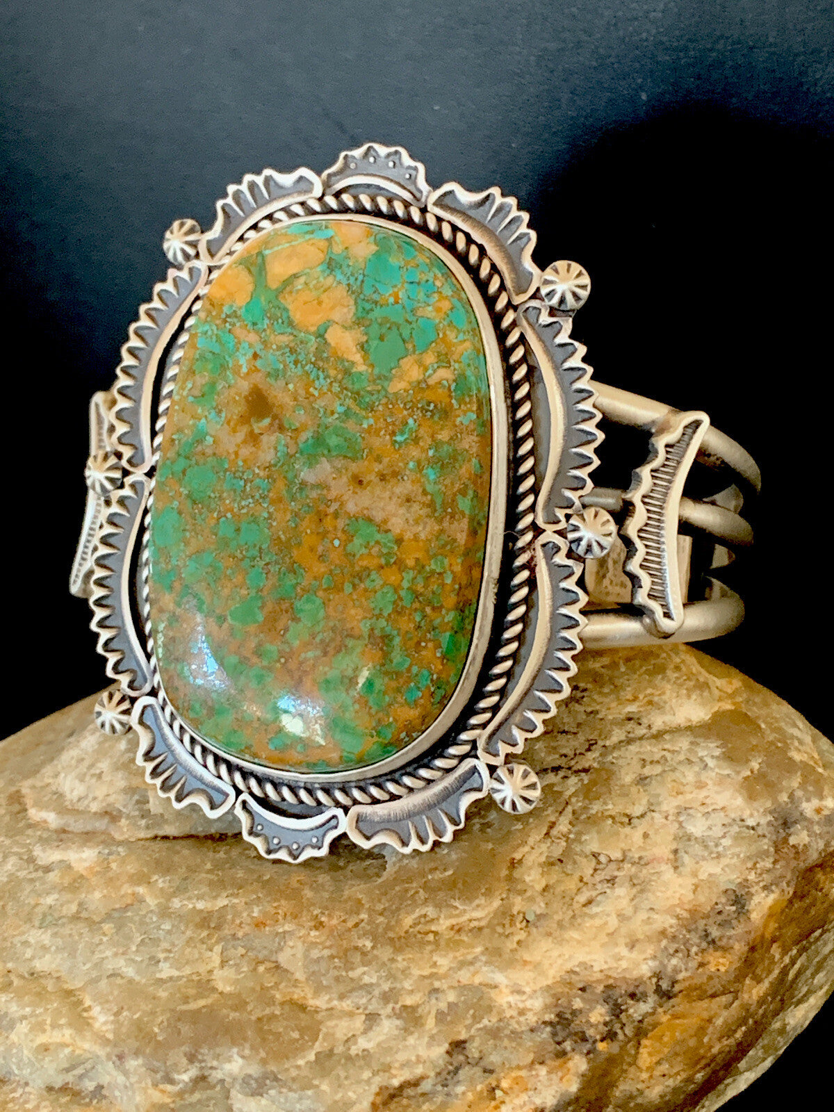 Mens Royston Turquoise Navajo Sterling Silver Cuff Bracelet 1163