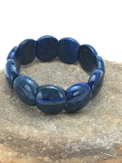 Blue Lapis Bead Stretch Bracelet 7.25" 03015