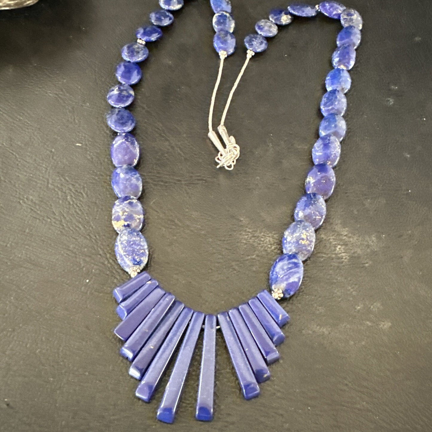 Mens Womens Lapis Lazuli Navajo Sterling Silver 23” Necklace 17748