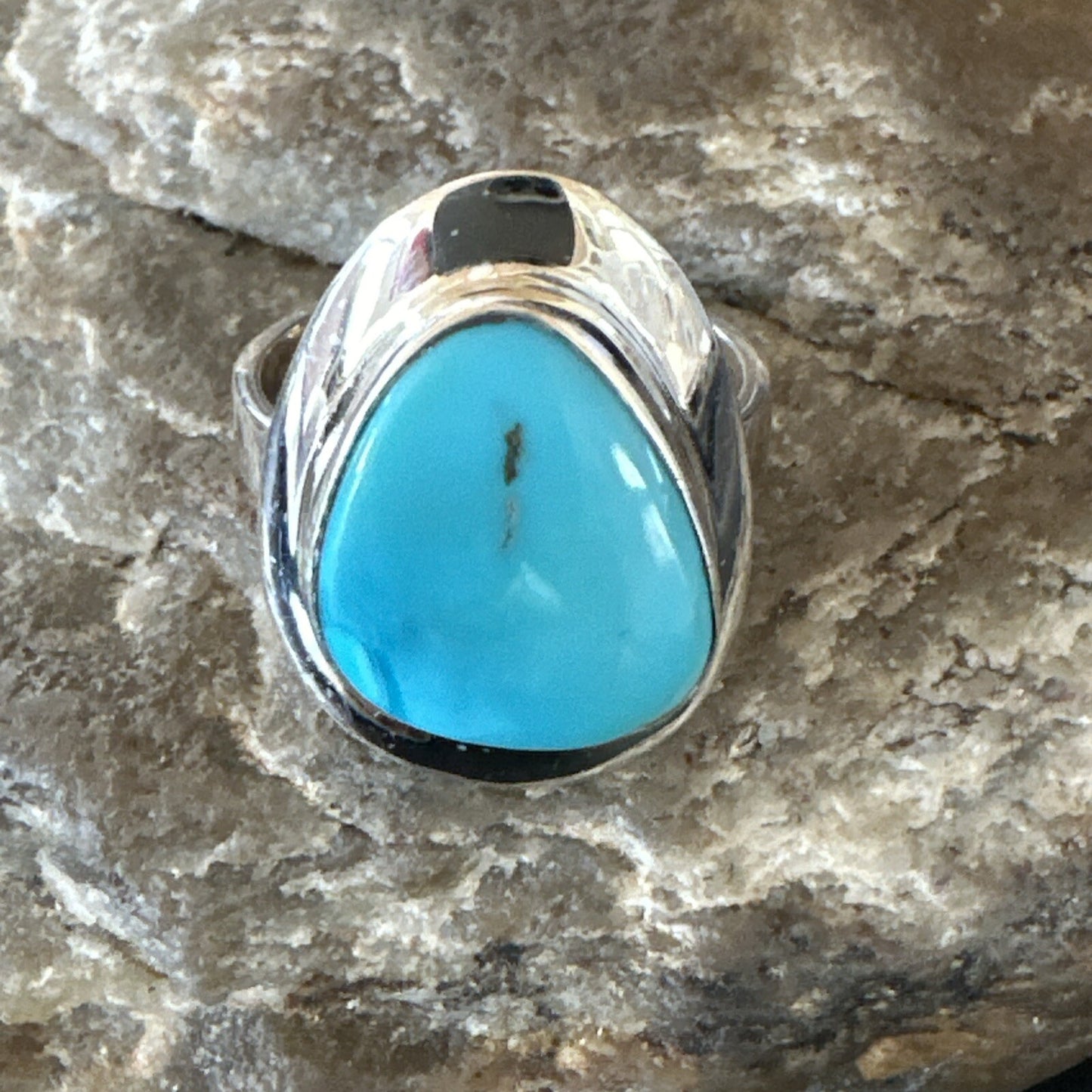 WoMens Sterling Silver Robin Egg Blue Kingman Turquoise Ring Size 9 17734