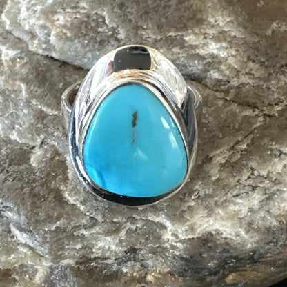 WoMens Sterling Silver Robin Egg Blue Kingman Turquoise Ring Size 9 17734