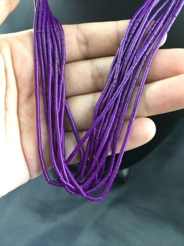 Navajo Sugilite 10 Strand Heishi Necklace | Sterling Silver Tubes 19" 10169