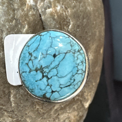 Blue Turquoise#8 Southwestern Sterling Silver Ring Size 8 19742
