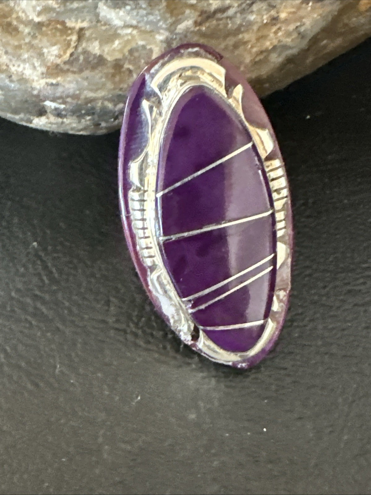 Beautiful Purple Sugilite Navajo Ring Inlay Sz 7.5 19813